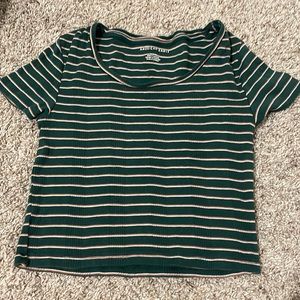 forest green striped American eagle tee